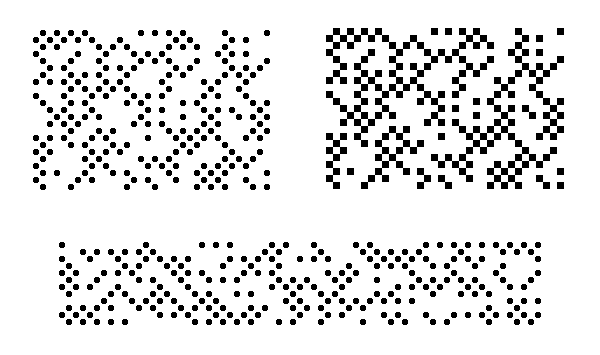 Примеры изображений штрих-кодов DotCode